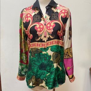 ETRO 42 Made in Italy Silk Multicolor Women's Shirt